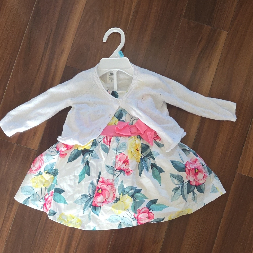 Carter's Infant Spring/Easter Dress with White Cardigan